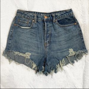 high rise cut off shorts